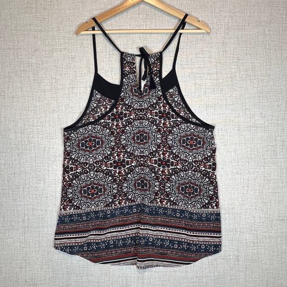 Athleta Medallion Dunes Tank Top Women's L Tie Racer Back Boho Keyhole Tassels - Picture 4 of 12